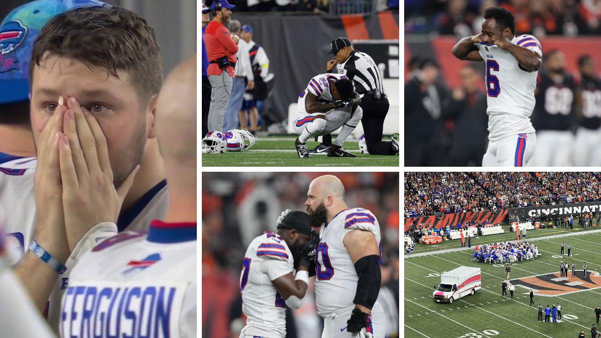 Jugador de Buffalo Bills de la NFL se derrumba en el campo tras una tacleada y recibe asistencia médica de urgencia