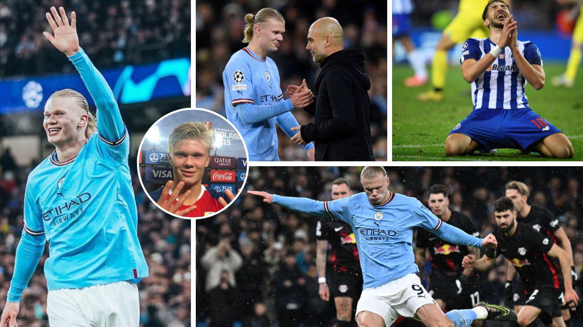 Erling Haaland se ‘desnudó’ en el Etihad, la burla de Guardiola al noruego y los récords que rompió en la Champions League