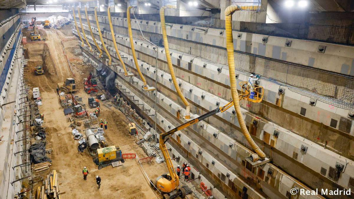 Las nuevas imágenes de las obras del Bernabéu y el impactante invernadero subterráneo para guardar el césped