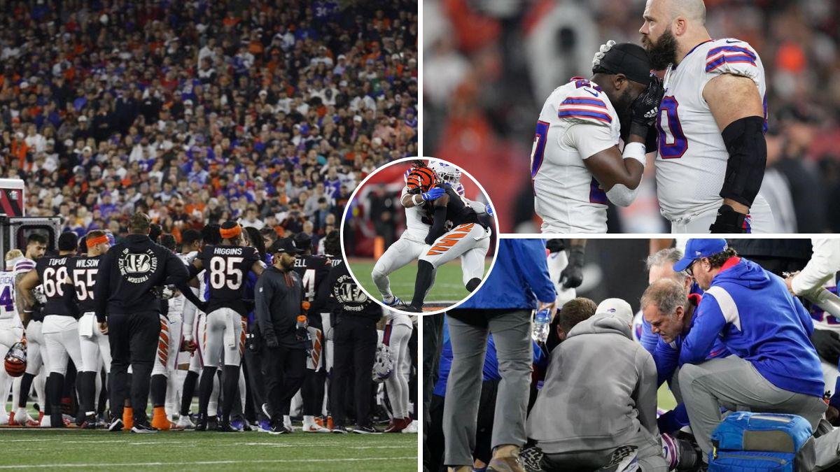 Las imágenes de preocupación tras el desmayo de Damar Hamlin en un partido de la NFL