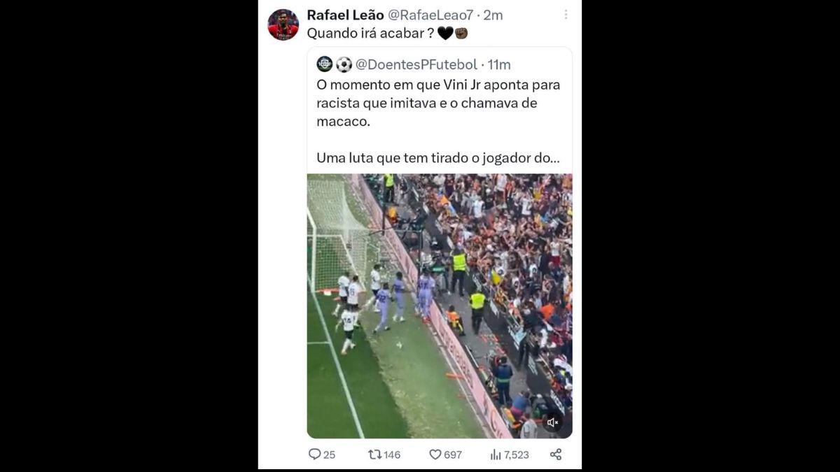 Vinicius recibe mensajes de apoyo tras ataques racistas en Mestalla: Ronaldo, Mbappé y otros futbolistas se solidarizan