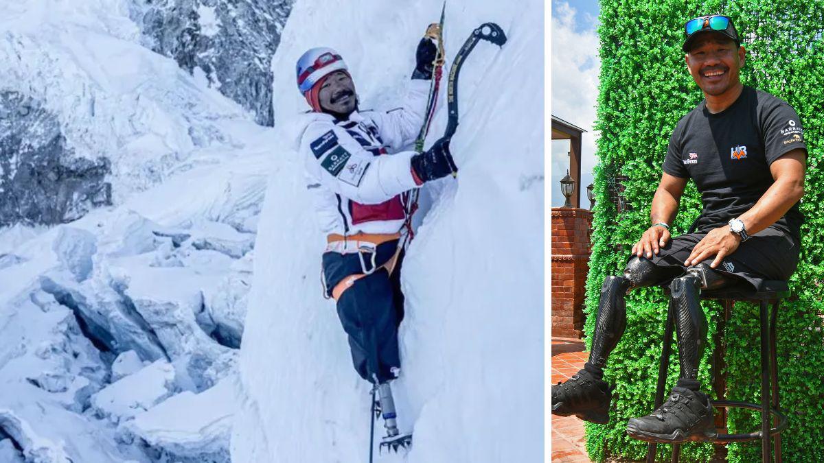 Épico y de admirar: Hombre amputado de ambas piernas, corona el Everest y hace un nuevo récord
