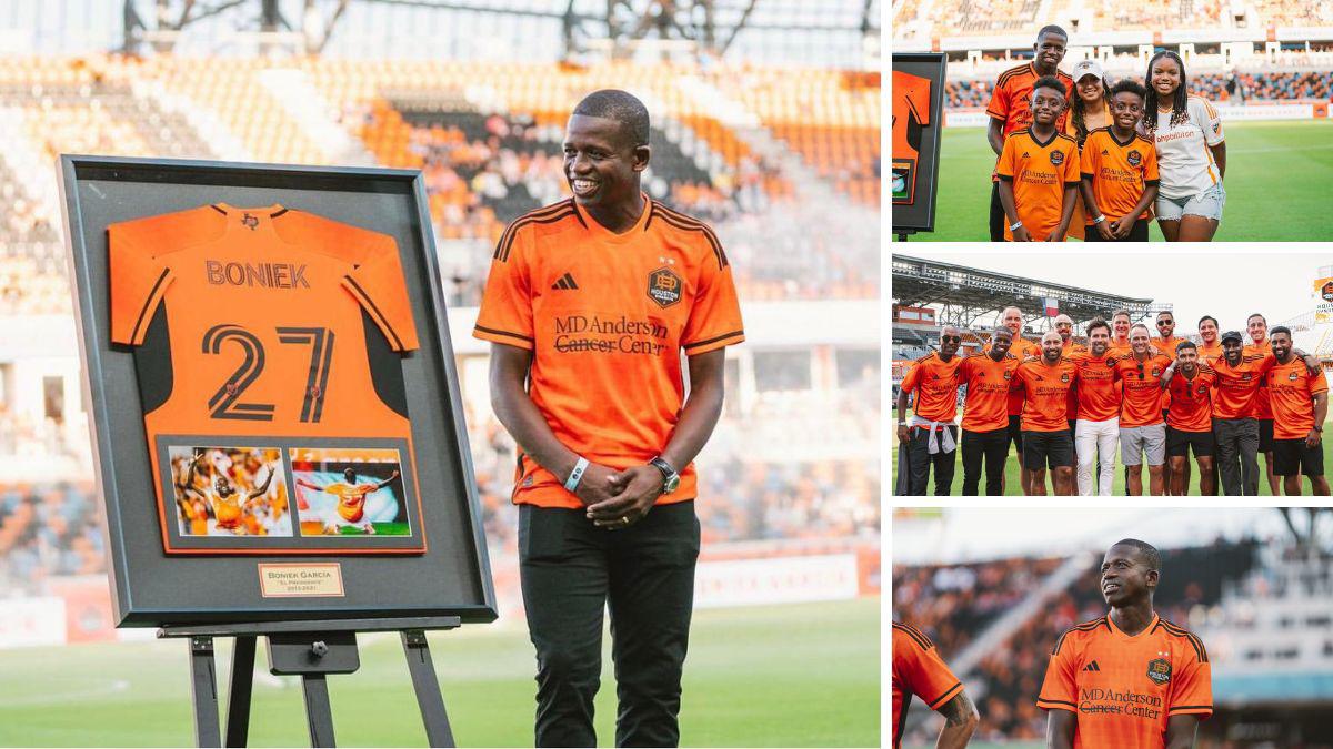 ¡Eres eterno, Presidente! El homenaje a Boniek García del Houston Dynamo: el hermoso retrato ‘27’ y el invitado especial hondureño