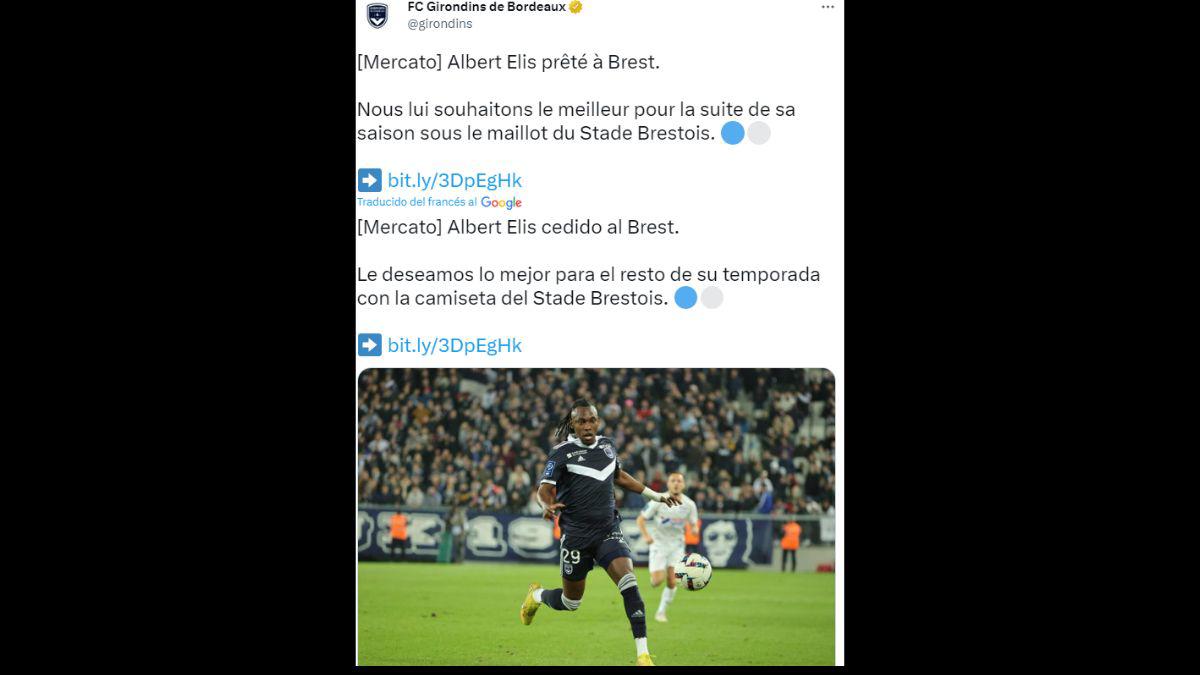 Así reacciona la prensa tras el fichaje de Alberth Elis al Stade Brest de la Ligue 1 de Francia: el Girondins le deseó lo mejor