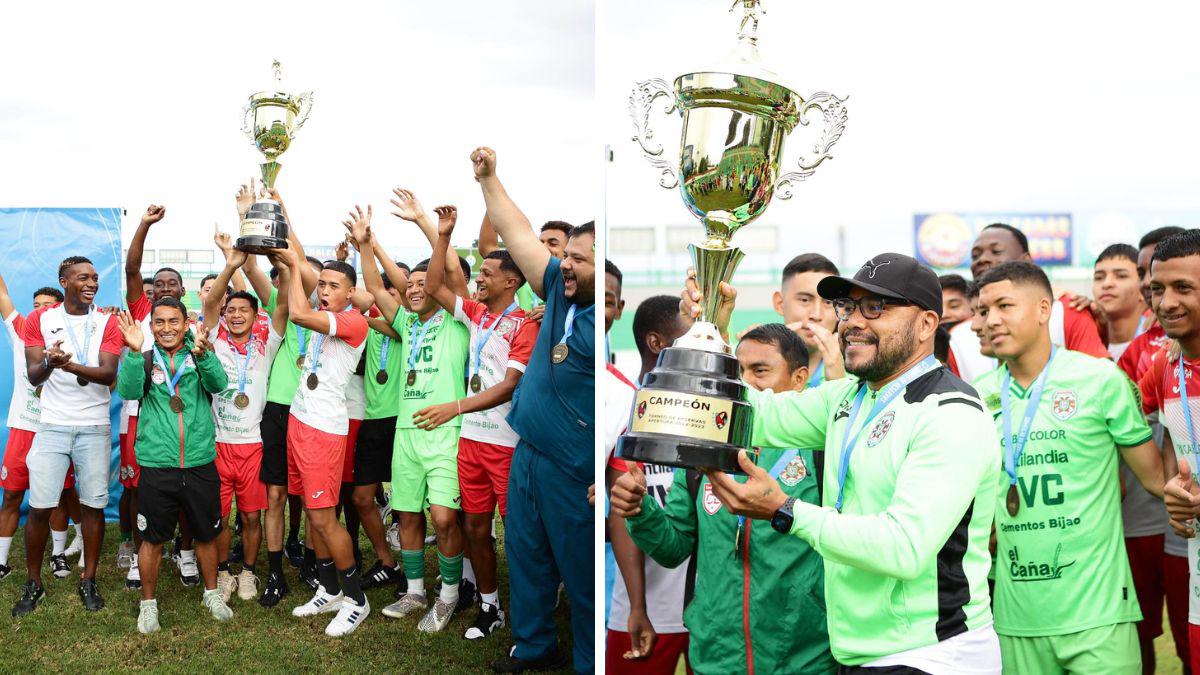 Emil Martínez conquistó su primera copa como entrenador de los verdes en un torneo de Reservas de Honduras. FOTO: Yoseph Amaya.