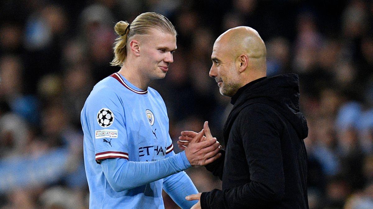 Erling Haaland se ‘desnudó’ en el Etihad, la burla de Guardiola al noruego y los récords que rompió en la Champions League