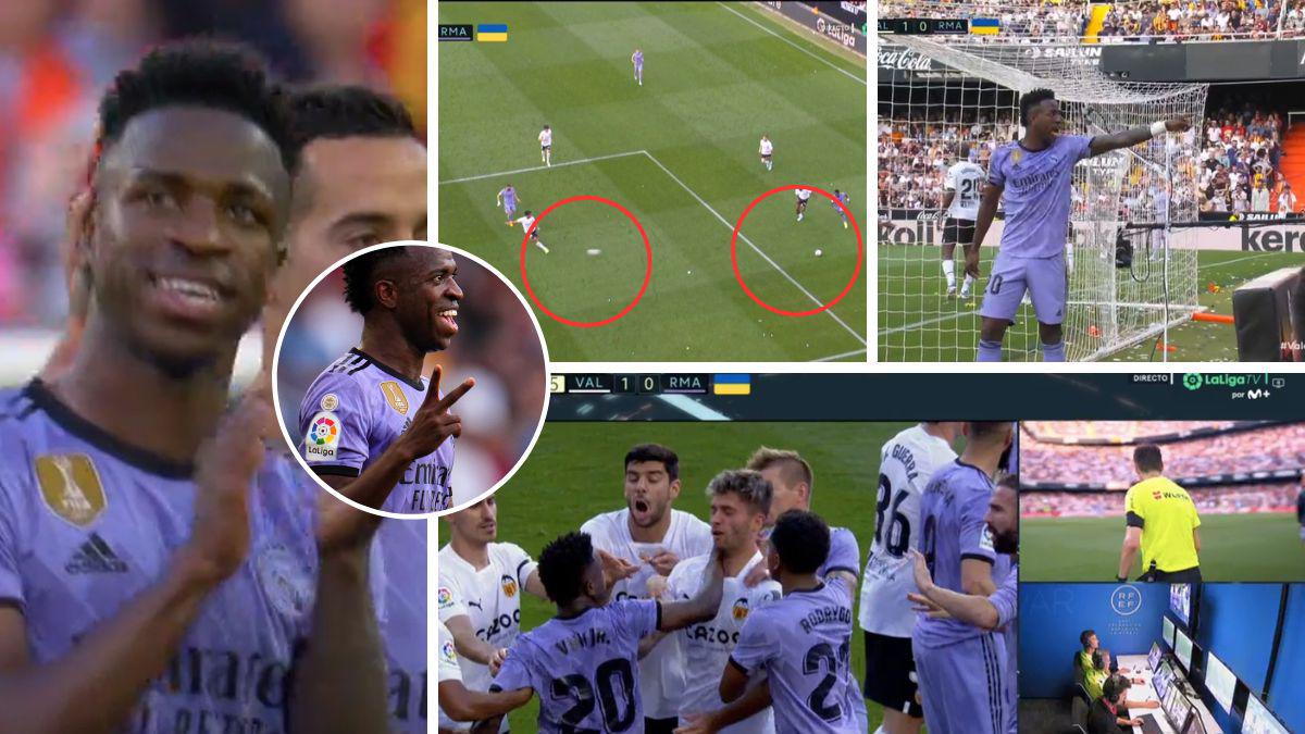 Los feos gestos de Vinicius al Mestalla, la jugada surrealista para detener a Vini y la bronca entre jugadores del Valencia y Real Madrid