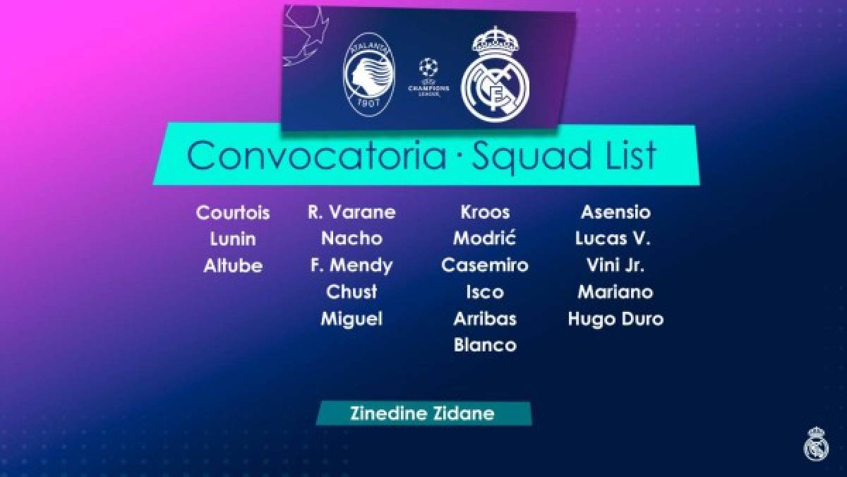 Nueve bajas de peso: La insólita alineación del Real Madrid en Champions ante el Atalanta