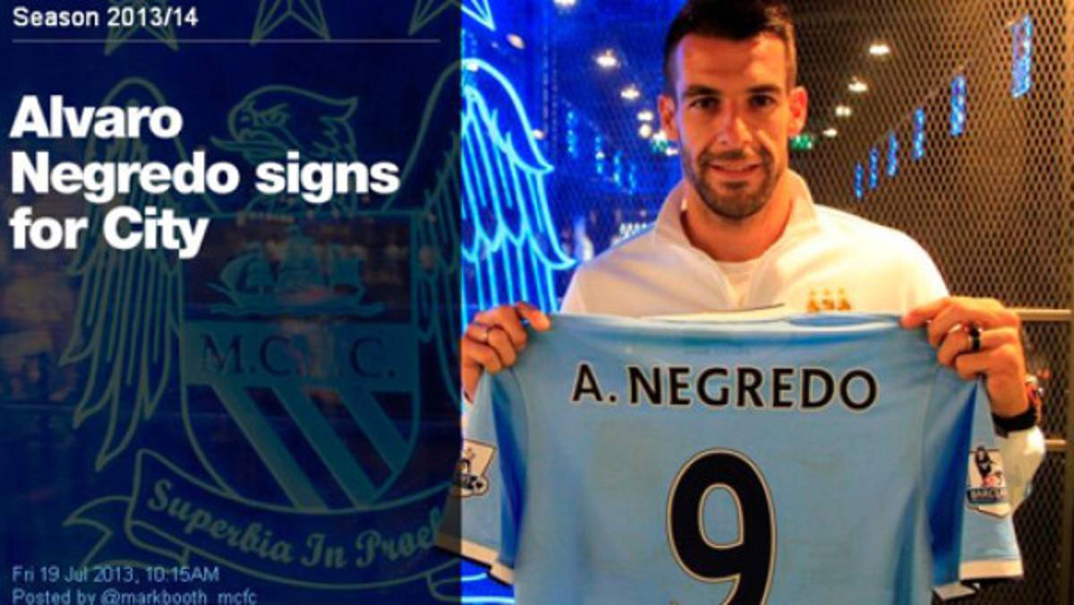 Manchester City oficializa fichaje de Álvaro Negredo