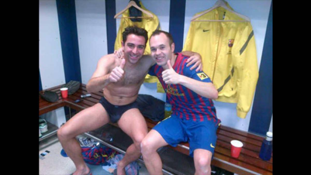 Xavi Hernández celebró en calzoncillos