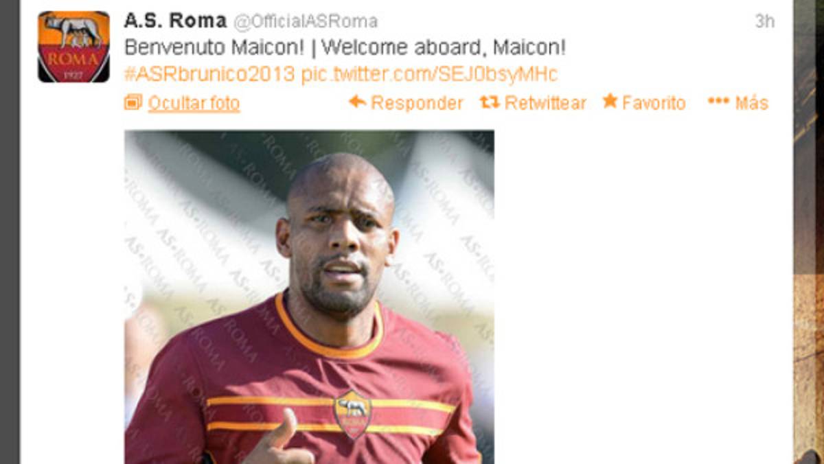 Maicon fue oficializado como jugador del As Roma de Italia