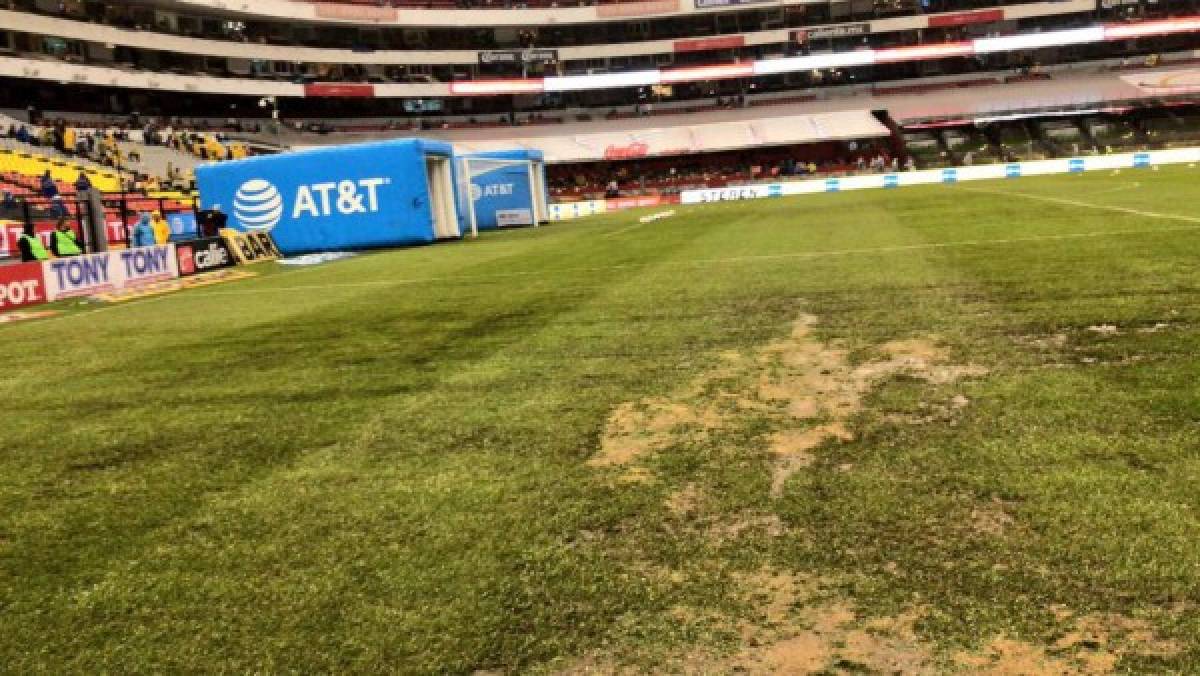 EN FOTOS: Así de pésima luce la cancha del estadio Azteca