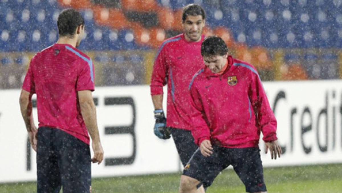 Messi entrenó hoy con todo el grupo