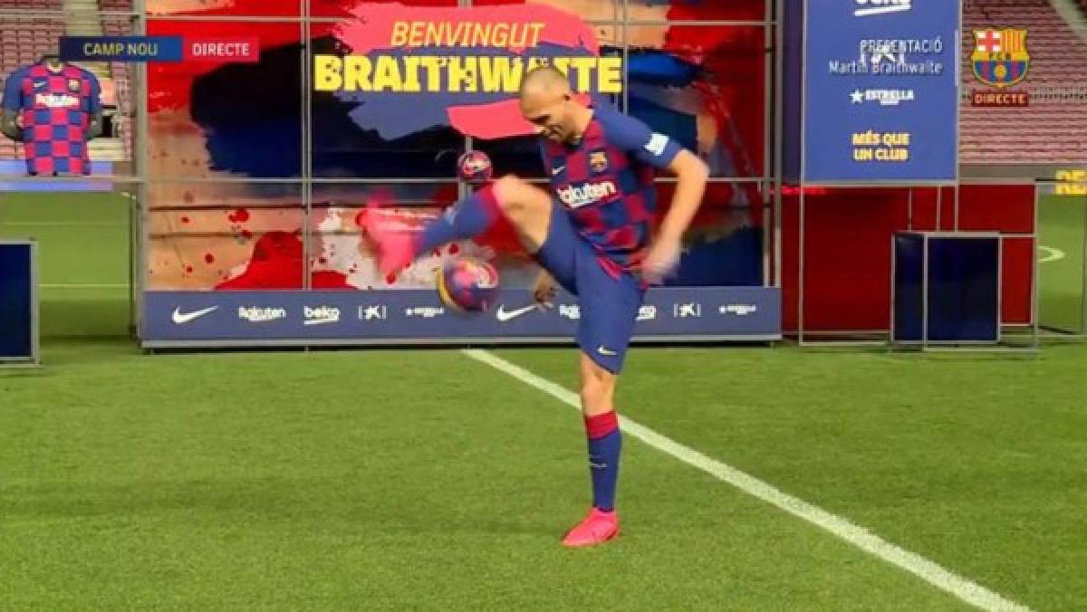 Así fue la presentación de Braithwaite con Barcelona: Sonrisas, magia y...¿es del Real Madrid?