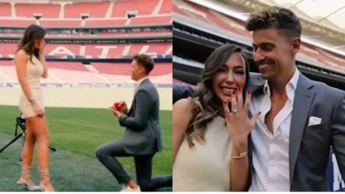 Marcos Llorente le pide matrimonio a su novia en el Wanda Metropolitano; la reacción de la chica fue épica   