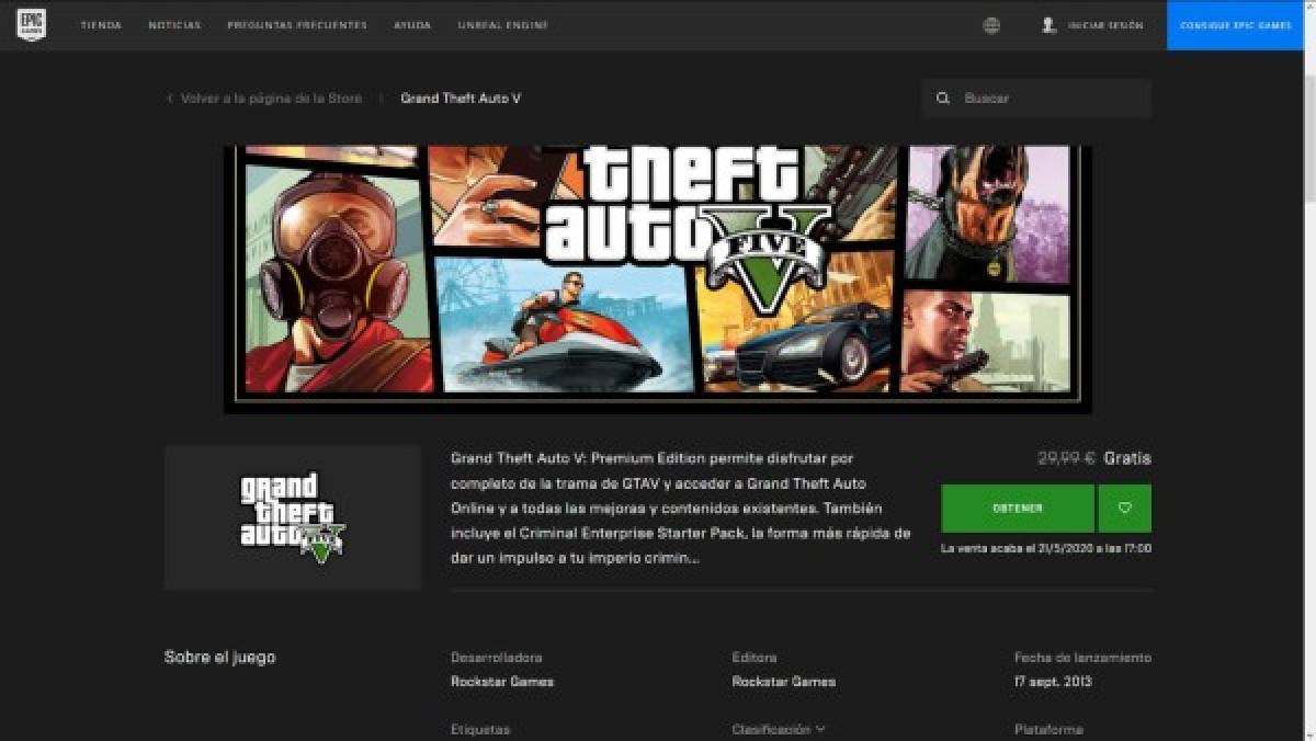 Cómo descargar ya Grand Theft Auto V desde Epic Games Store