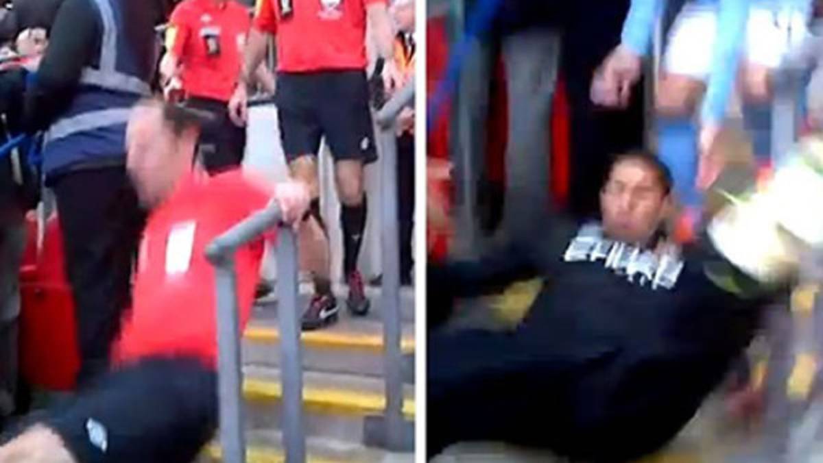 VIDEO: La dura caída de Carlos Tévez en Wembley