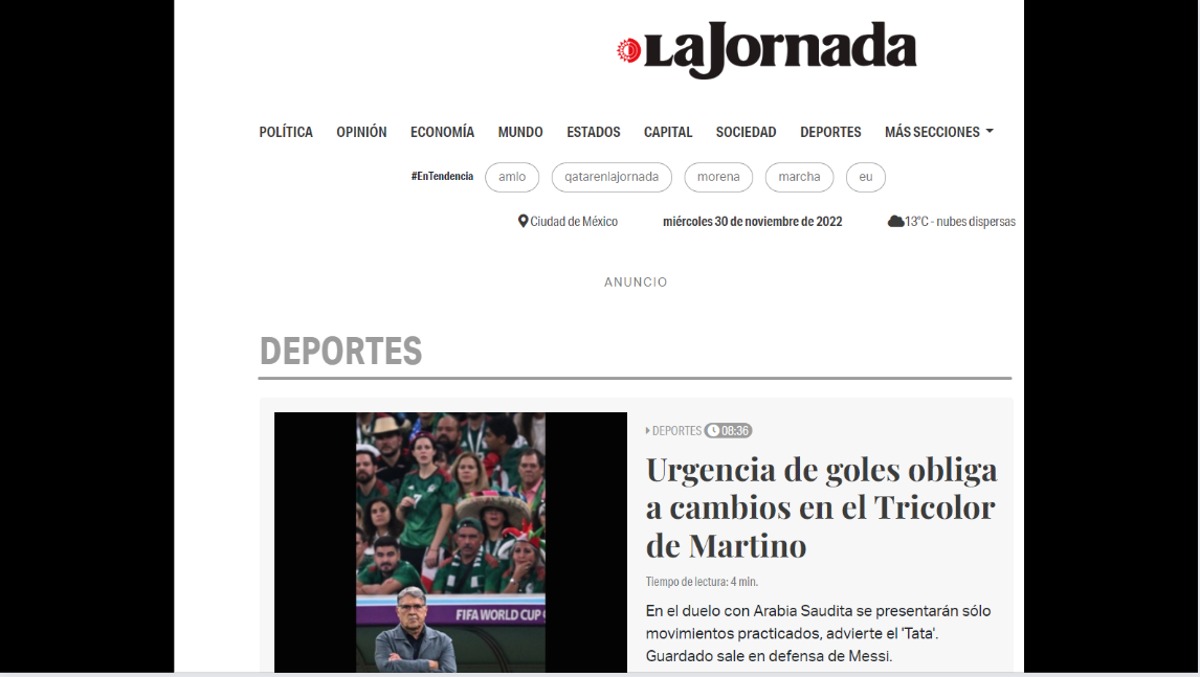 “A ganar y a rezar”, así amanecieron las portadas de los diarios mexicanos previo al juego ante Arabia Saudita