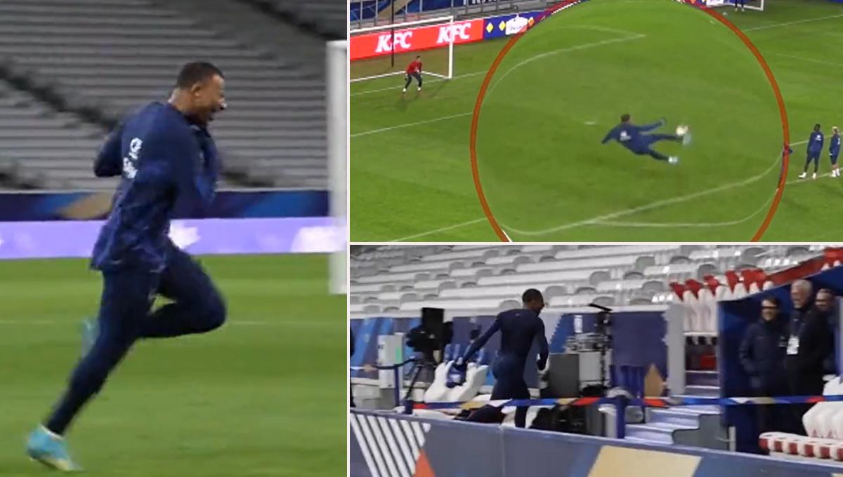 Mbappé marca tremendo golazo en el entreno de Francia y se vuelve loco con la celebración