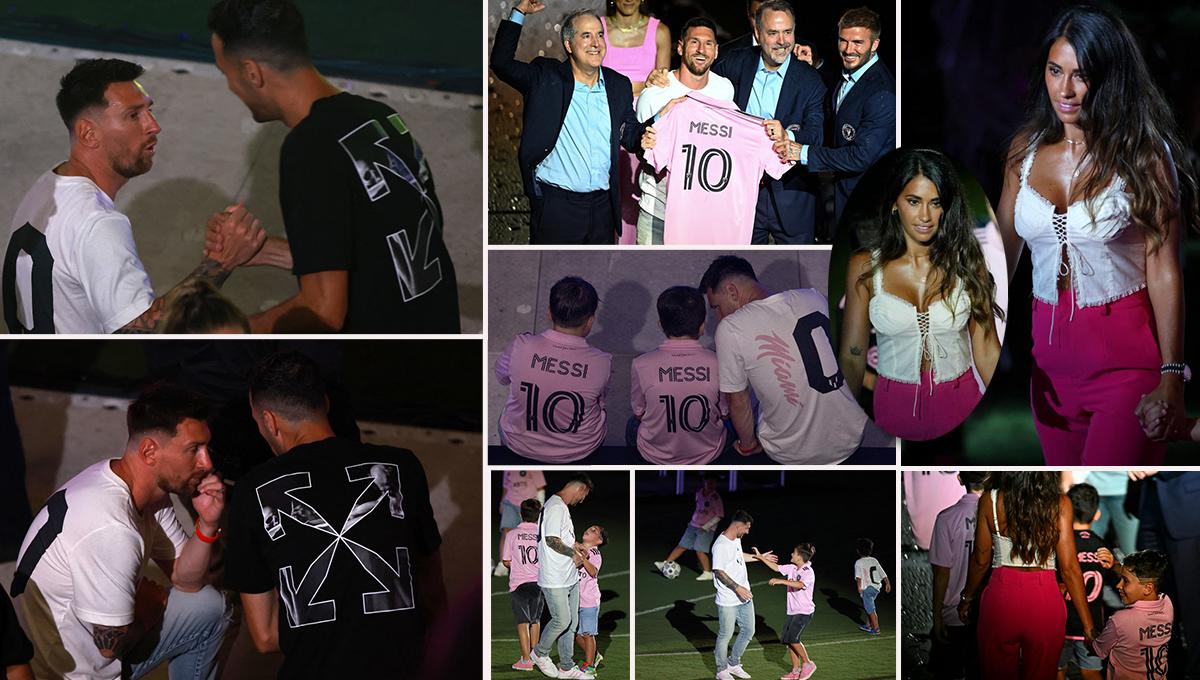 Así fue el reencuentro de Messi con Busquets en el Inter Miami; Antonela levanta suspiros y el cálido saludo con Beckham
