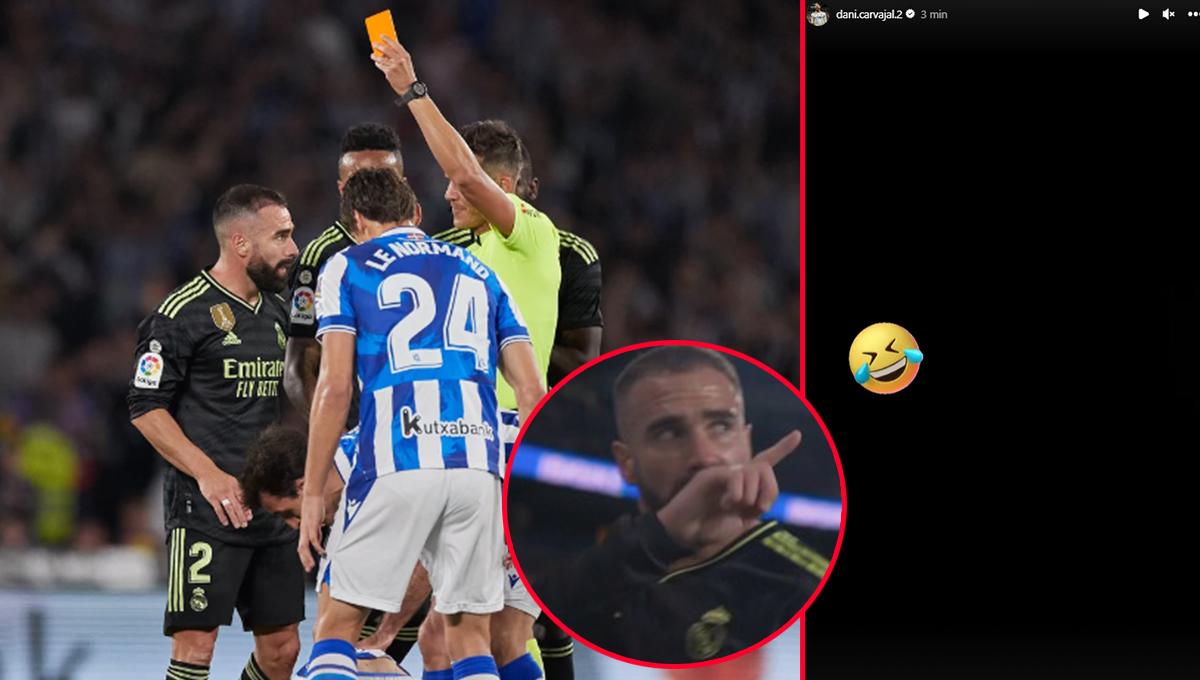 Carvajal es expulsado, se marcha furioso al vestuario... ¡y hace esta publicación por Instagram en pleno partido!