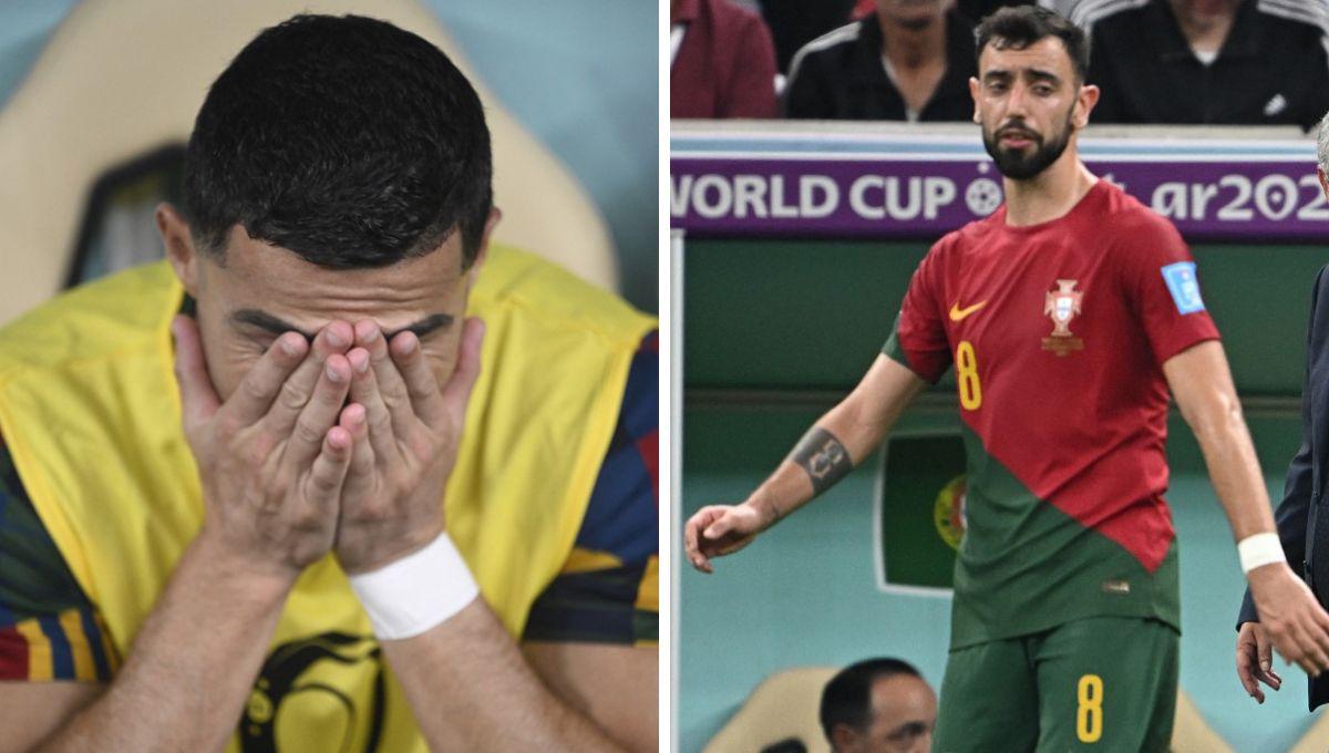 La reacción de Bruno Fernandes luego de que Cristiano Ronaldo fuera suplente en el Mundial de Qatar