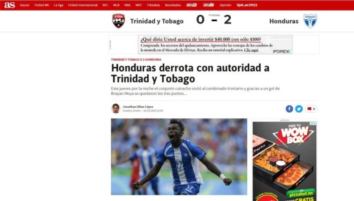 Luego del triunfo ante Trinidad y Tobago, esto dicen los medios sobre Honduras