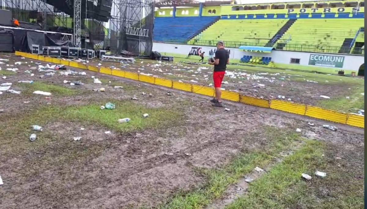 ¡Un chiquero! Destruyen cancha del Estadio Brevé Vargas tras concierto en Juticalpa: deplorables condiciones