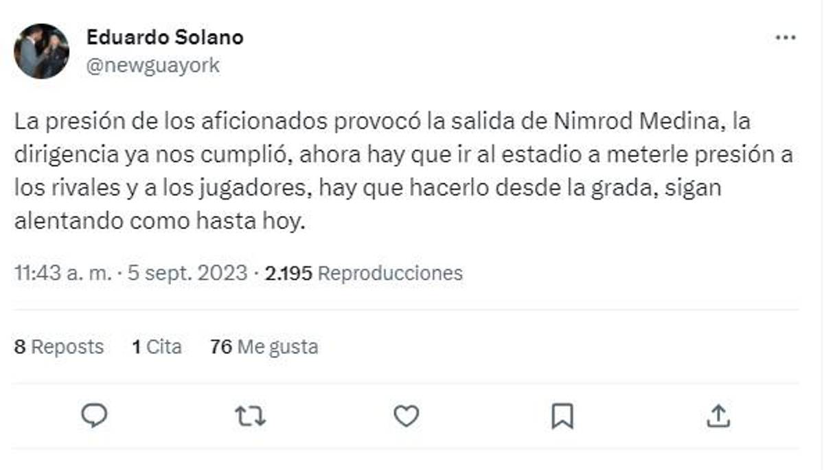 Lo que dicen los periodistas hondureños sobre el despido de Ninrod Medina en Motagua: “Nunca fue el DT que ocupaban”