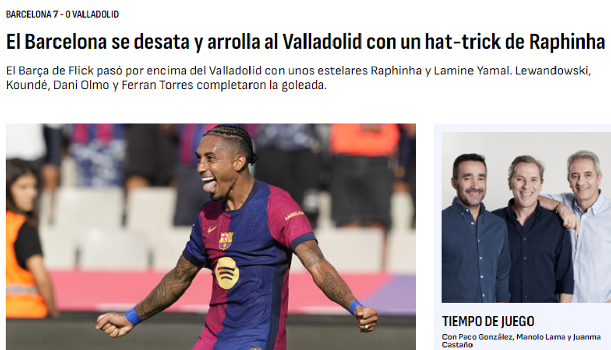 Barcelona propinó paliza y esto dice la prensa: “Pensaban que estábamos para descenso, pero somos los mejores y líderes”