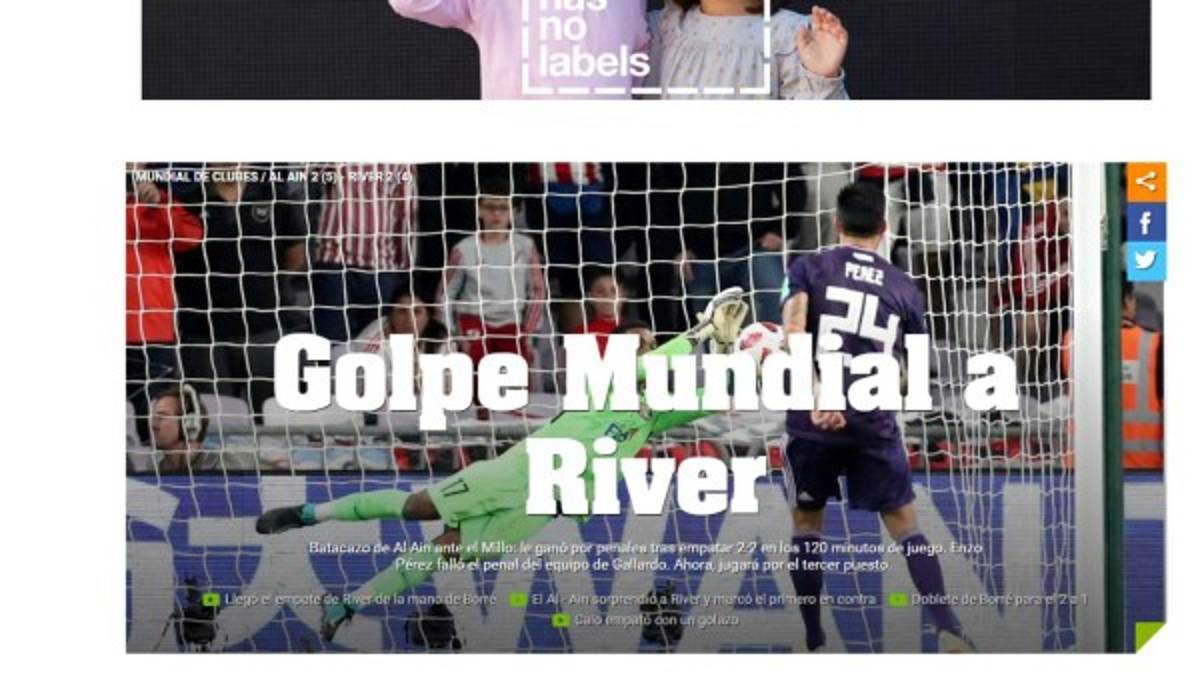 Así titularon los medios internacionales la eliminación de River Plate en el Mundial de Clubes