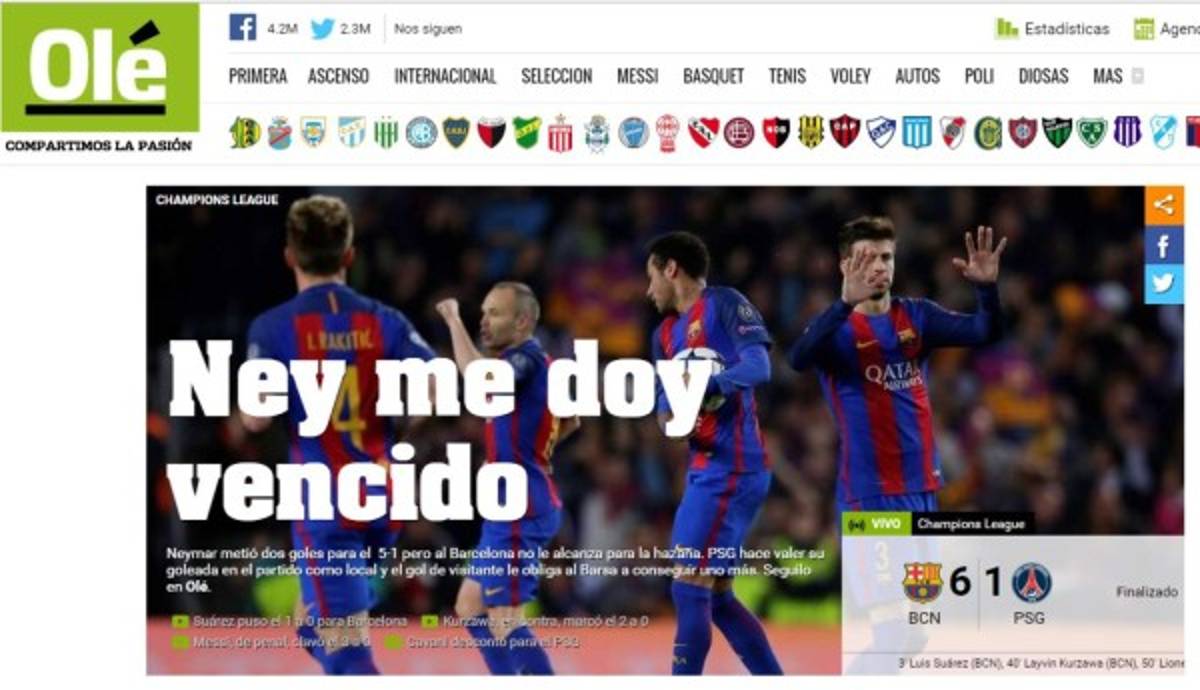 La prensa mundial se rinde al Barcelona: 'Proeza, apoteósico, grande el Barça'