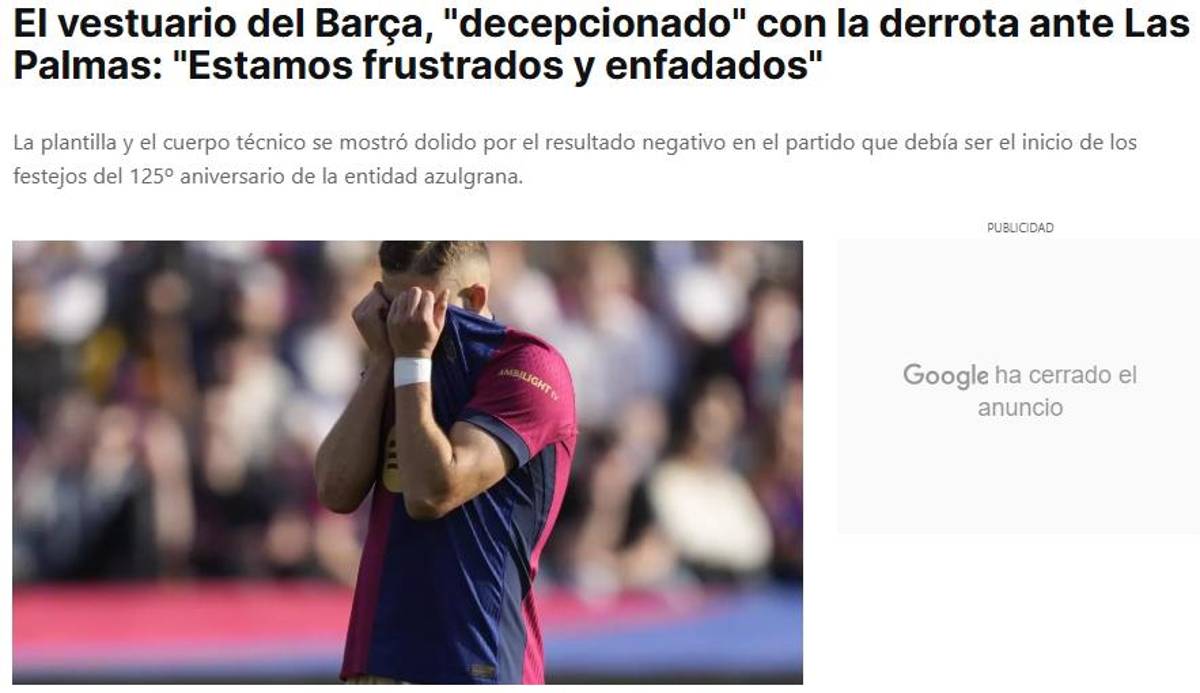 Barcelona perdió en casa ante Las Palmas y así reacciona la prensa: “Que cierren el VAR y pongan una ruleta; vergüenza”