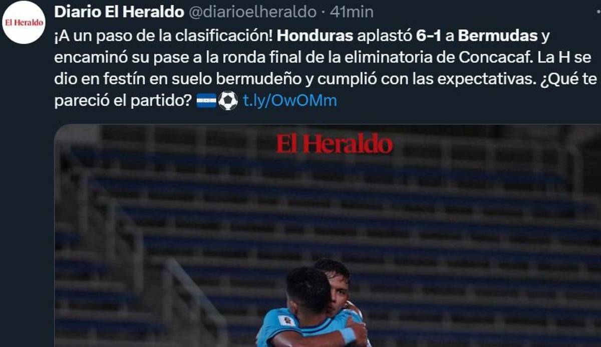 ¿Era para goleada? Prensa deportiva reacciona a la victoria de Honduras vs Bermudas: “Rueda logró triunfo aplastante”