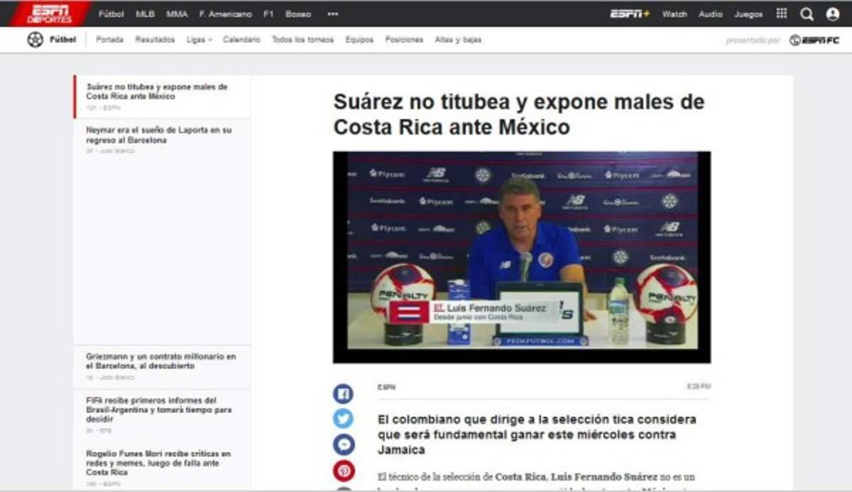 ¿Críticas a Luis Fernando Suárez? Lo que dice la prensa tras la derrota de Costa Rica ante México