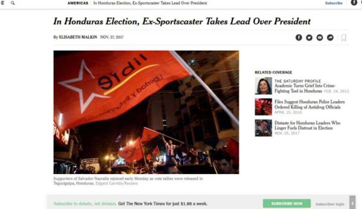 Así reaccionan los medios internacionales sobre las elecciones de Honduras