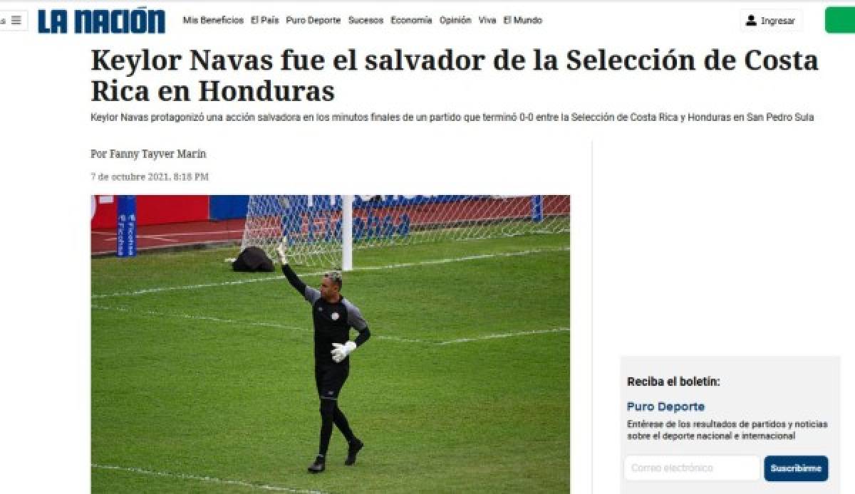 San Keylor, tibio empate y sufriendo: Lo que dice la prensa de Costa Rica del empate con Honduras