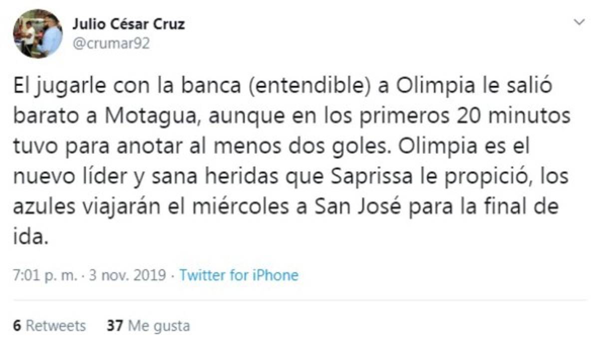 Lo que se dijo en redes sociales tras la victoria de Olimpia ante Motagua