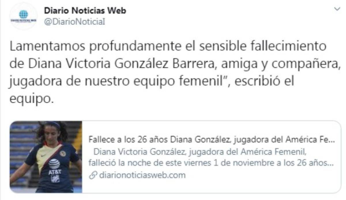 Conmoción en México por la muerte de Diana González, futbolista del América femenil