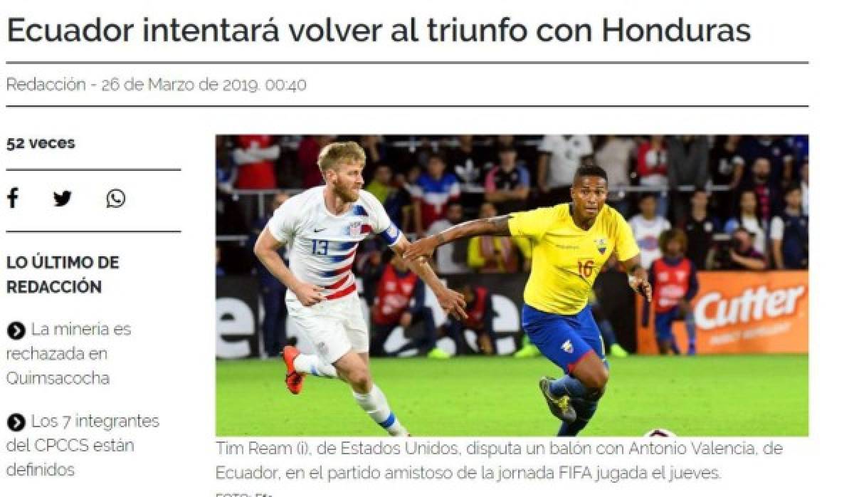 Lo que dice la prensa de Ecuador sobre el duelo ante Honduras en el debut de Fabián Coito