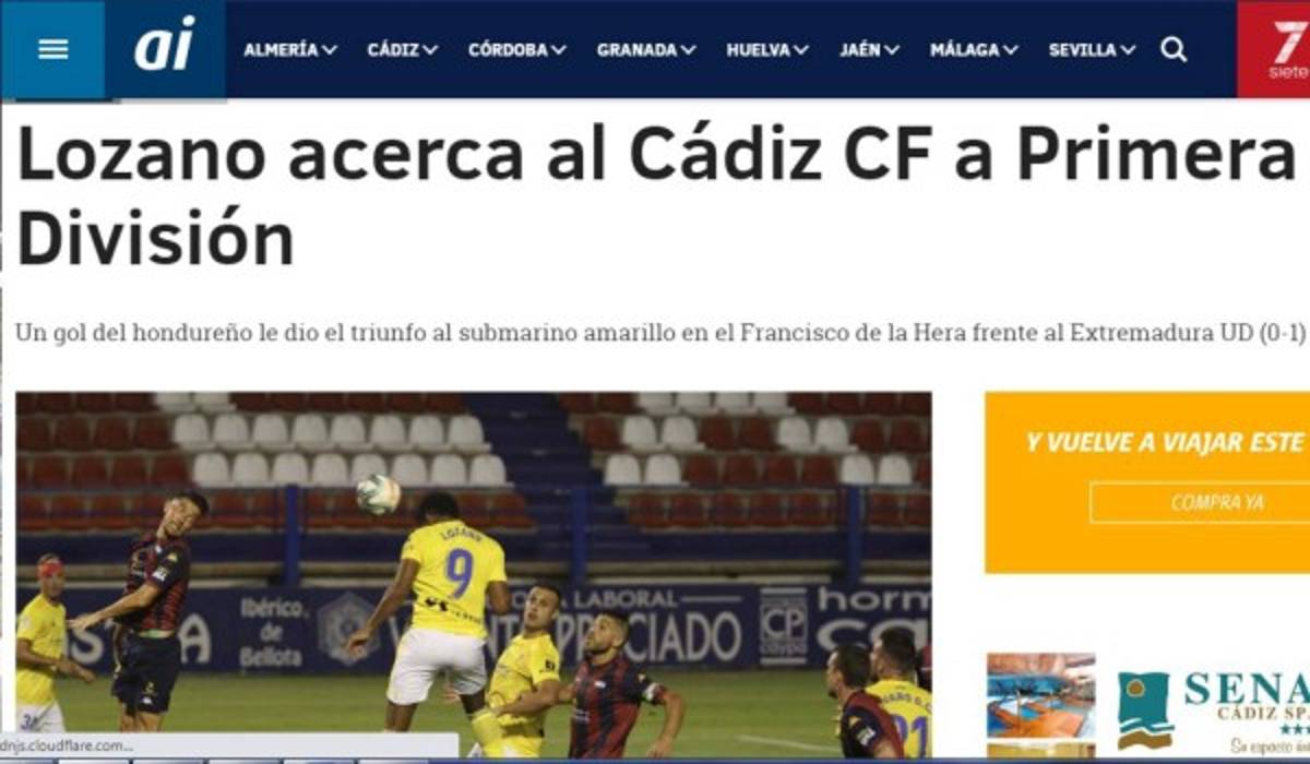 La prensa española se rinde al Choco Lozano tras su gol: 'Está dulce, acerca al Cádiz a Primera'