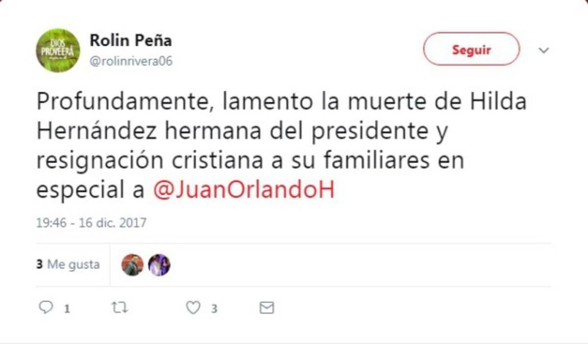 Los personajes que se solidarizan con JOH por la muerte de Hilda Hernández