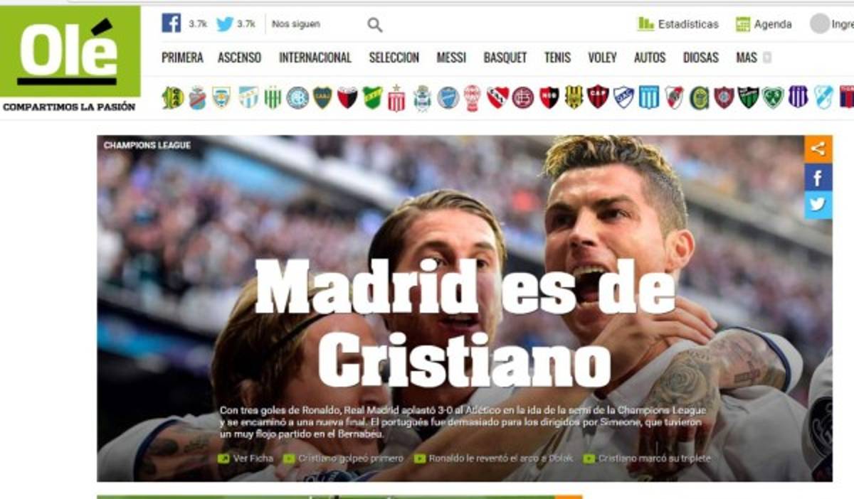Lo que dice la prensa internacional sobre el gane del Real Madrid: 'Atleti, yo soy tu padre'