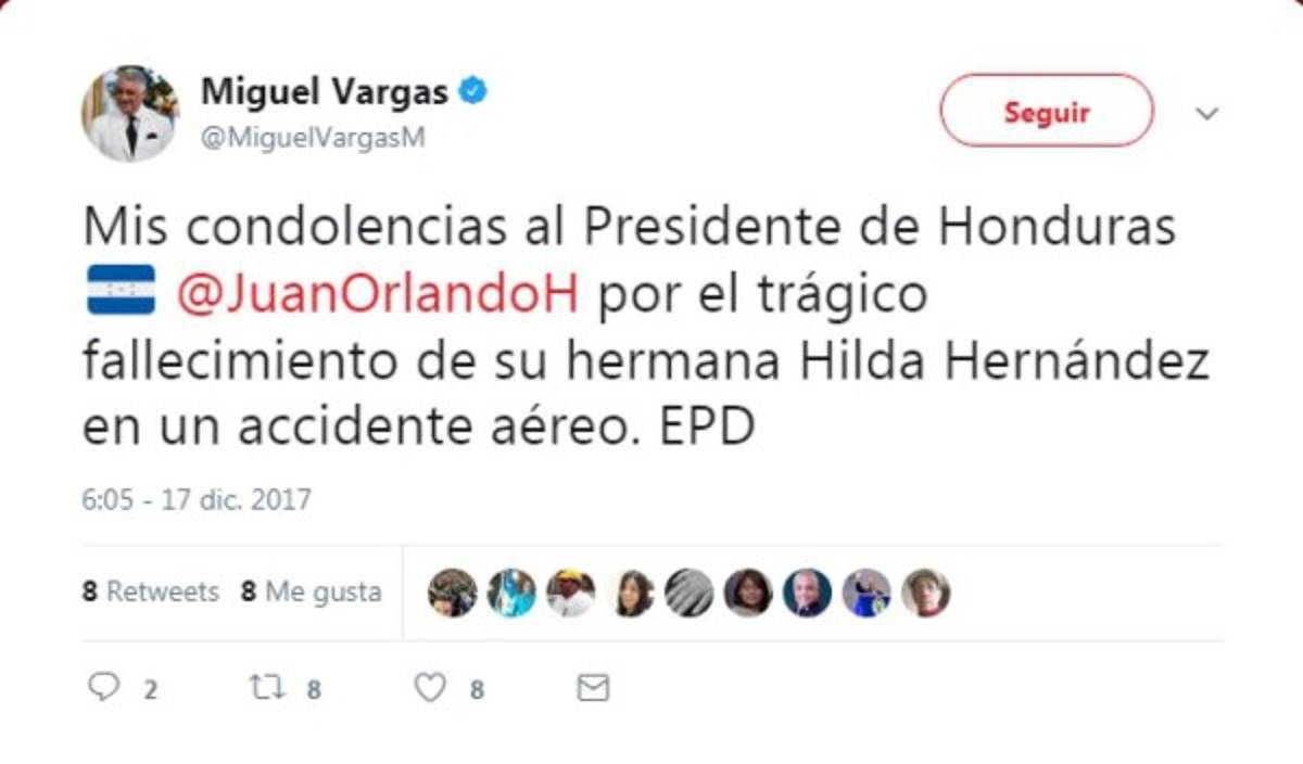 Los personajes que se solidarizan con JOH por la muerte de Hilda Hernández