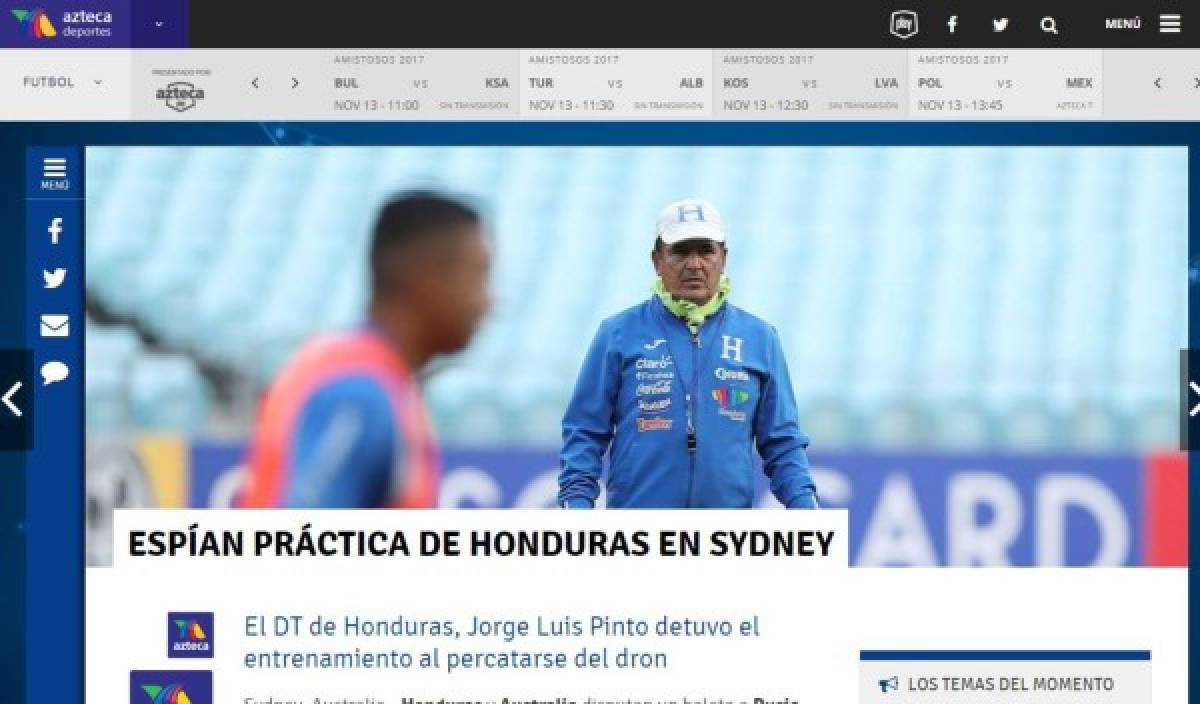 Así cuenta el mundo el espionaje de Australia a la Selección de Honduras