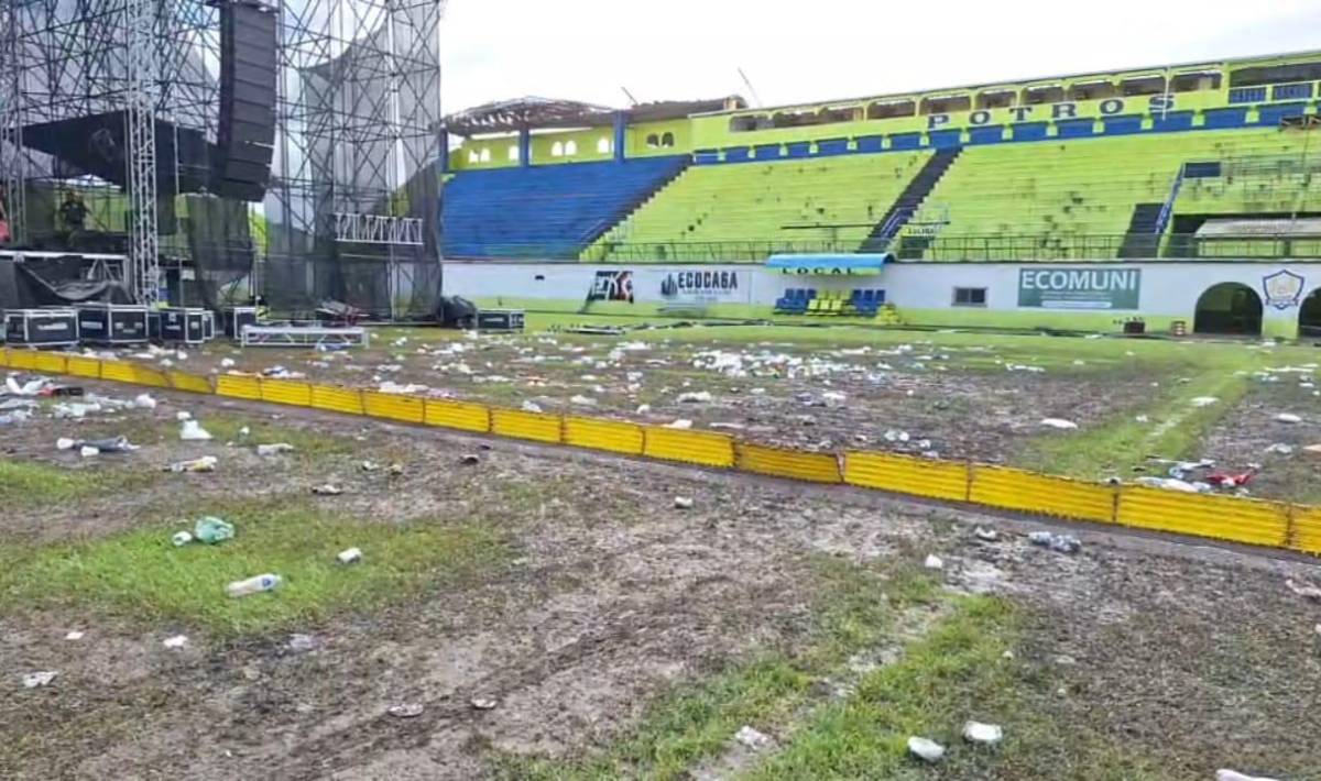 ¡Un chiquero! Destruyen cancha del Estadio Brevé Vargas tras concierto en Juticalpa: deplorables condiciones