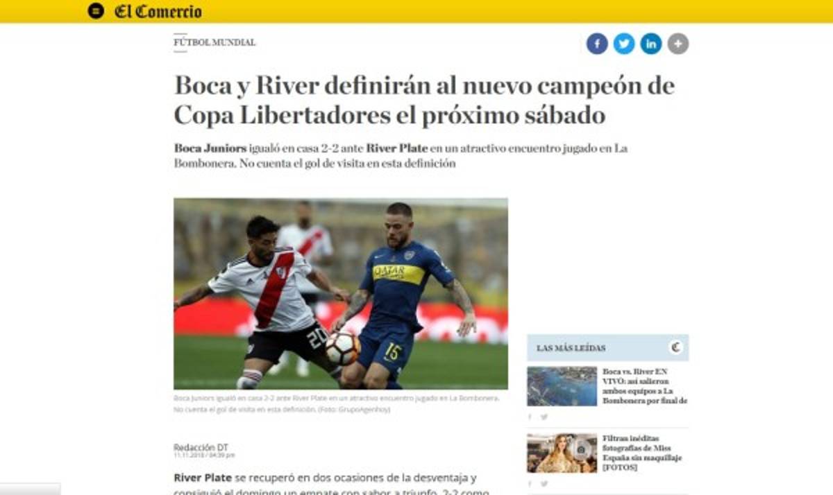 ¿River campeón? La guerra de portadas en el mundo tras la ida Boca Juniors - River Plate