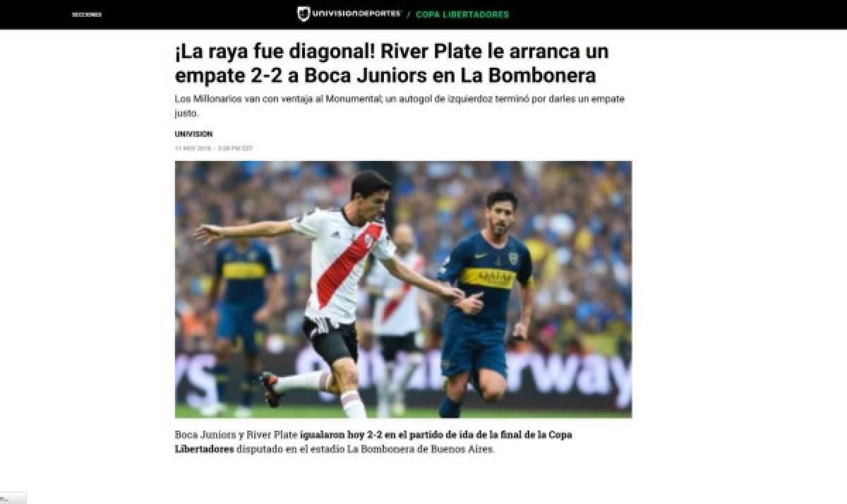 ¿River campeón? La guerra de portadas en el mundo tras la ida Boca Juniors - River Plate