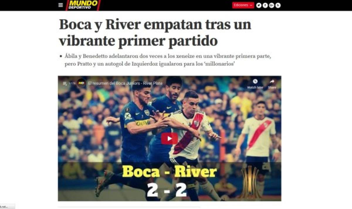 ¿River campeón? La guerra de portadas en el mundo tras la ida Boca Juniors - River Plate