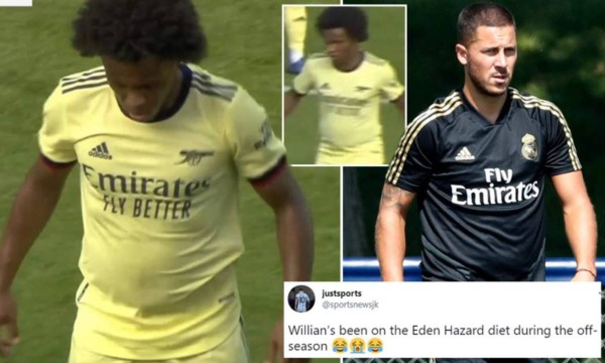 ¿Qué le pasó? William indigna a la afición del Arsenal por su sobrepeso, se burlan de él y lo comparan con Hazard